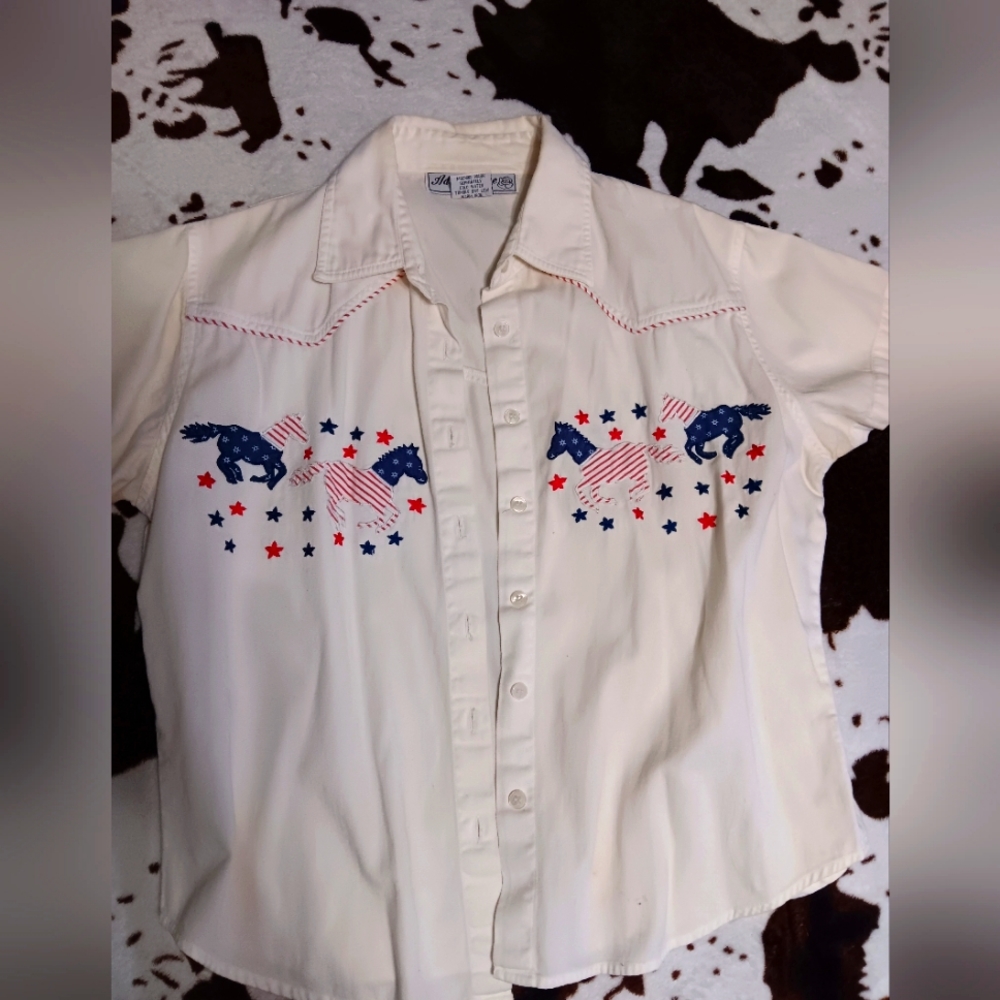 Vintage western Adobe rose women's button down size medium